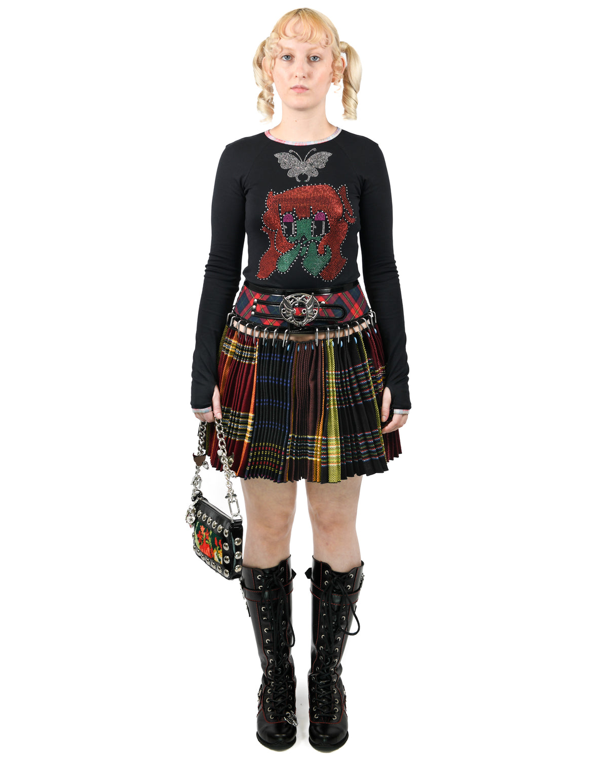 Exclusive Tartan Belt Bulgarian Apron Folkloric Mini Carabiner Skirt