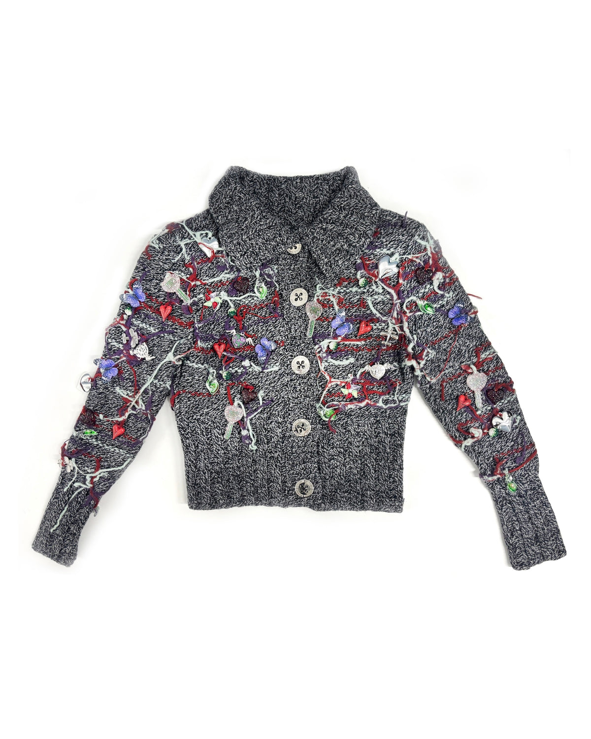 Grey Melange Washed Up Cardigan
