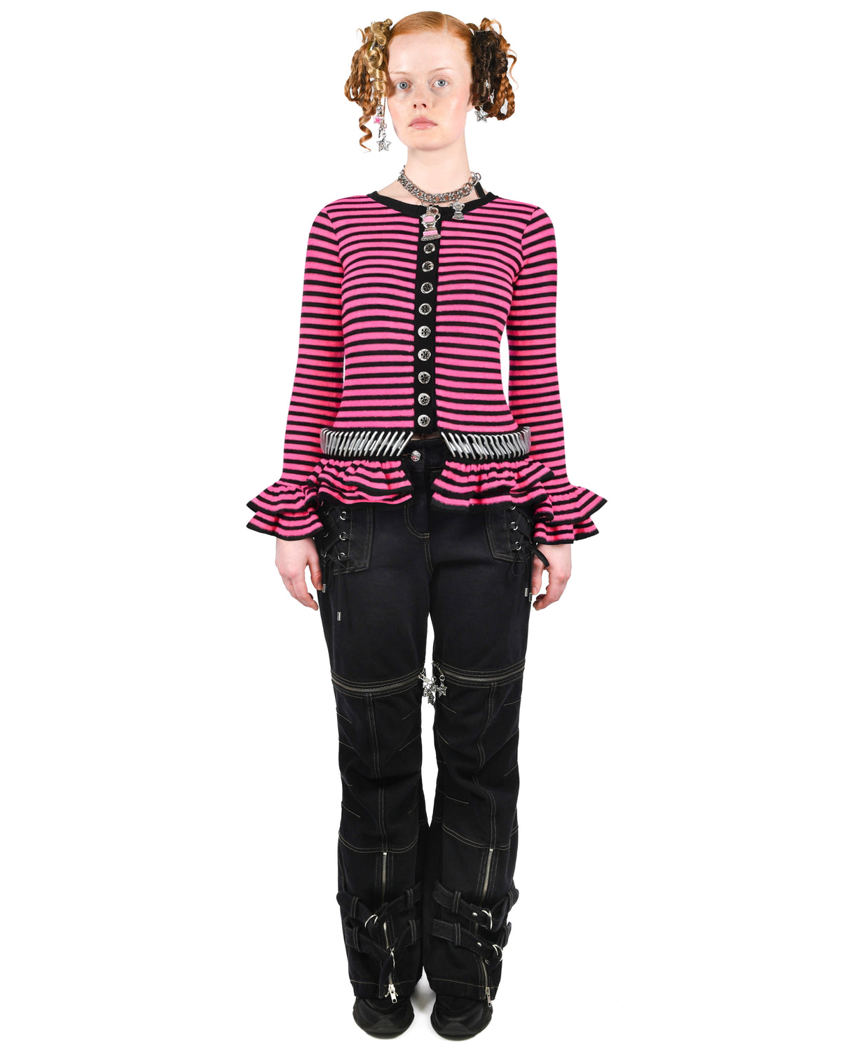 Pink Ruffle Carabiner Cardigan
