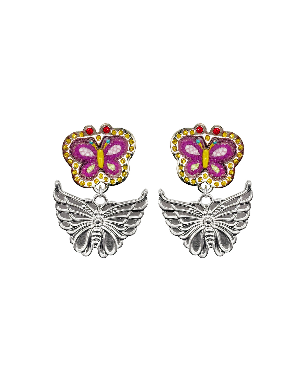Stacked Butterfly Drop Earrings