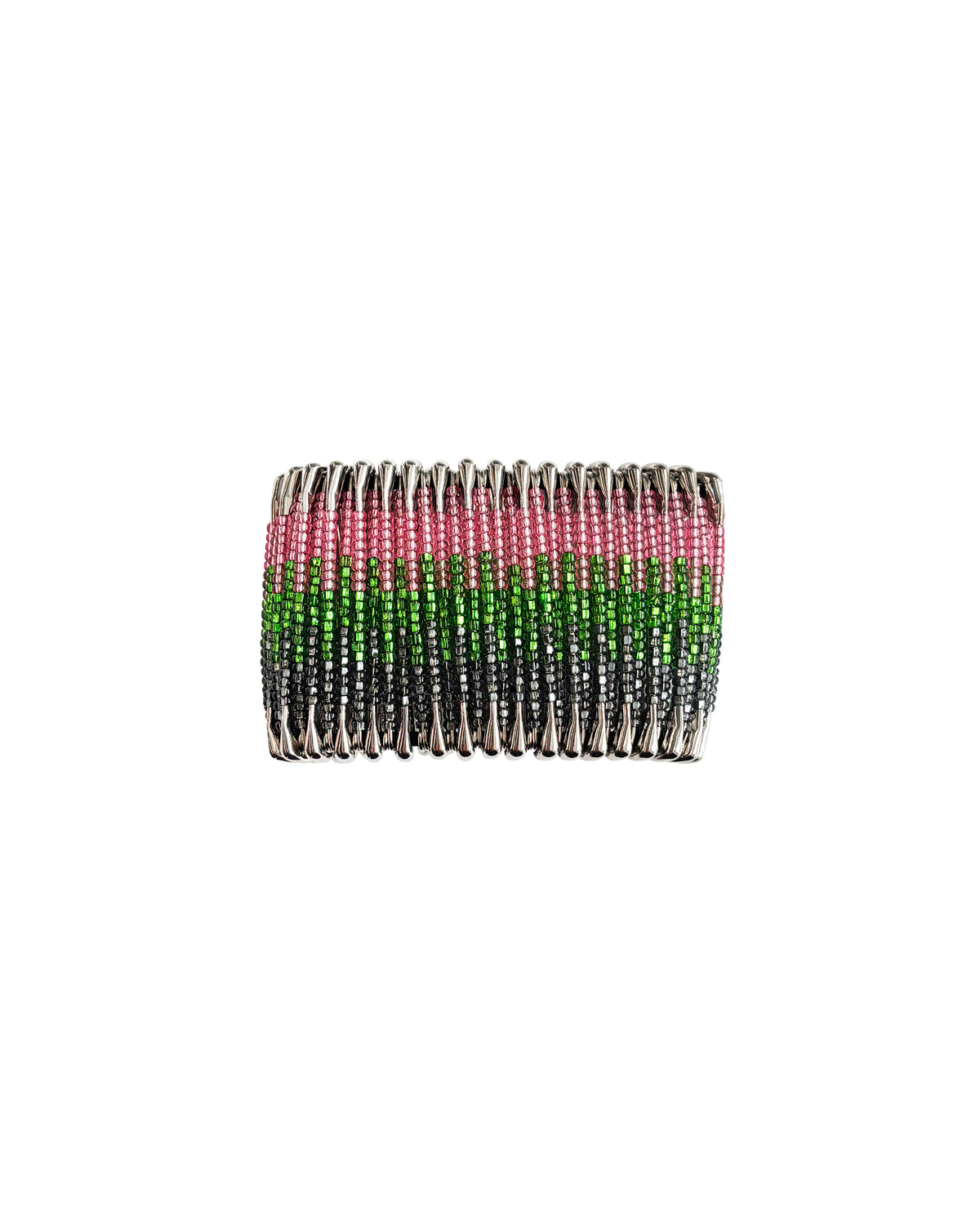 Pink and Green Safety Pin Bracelet
