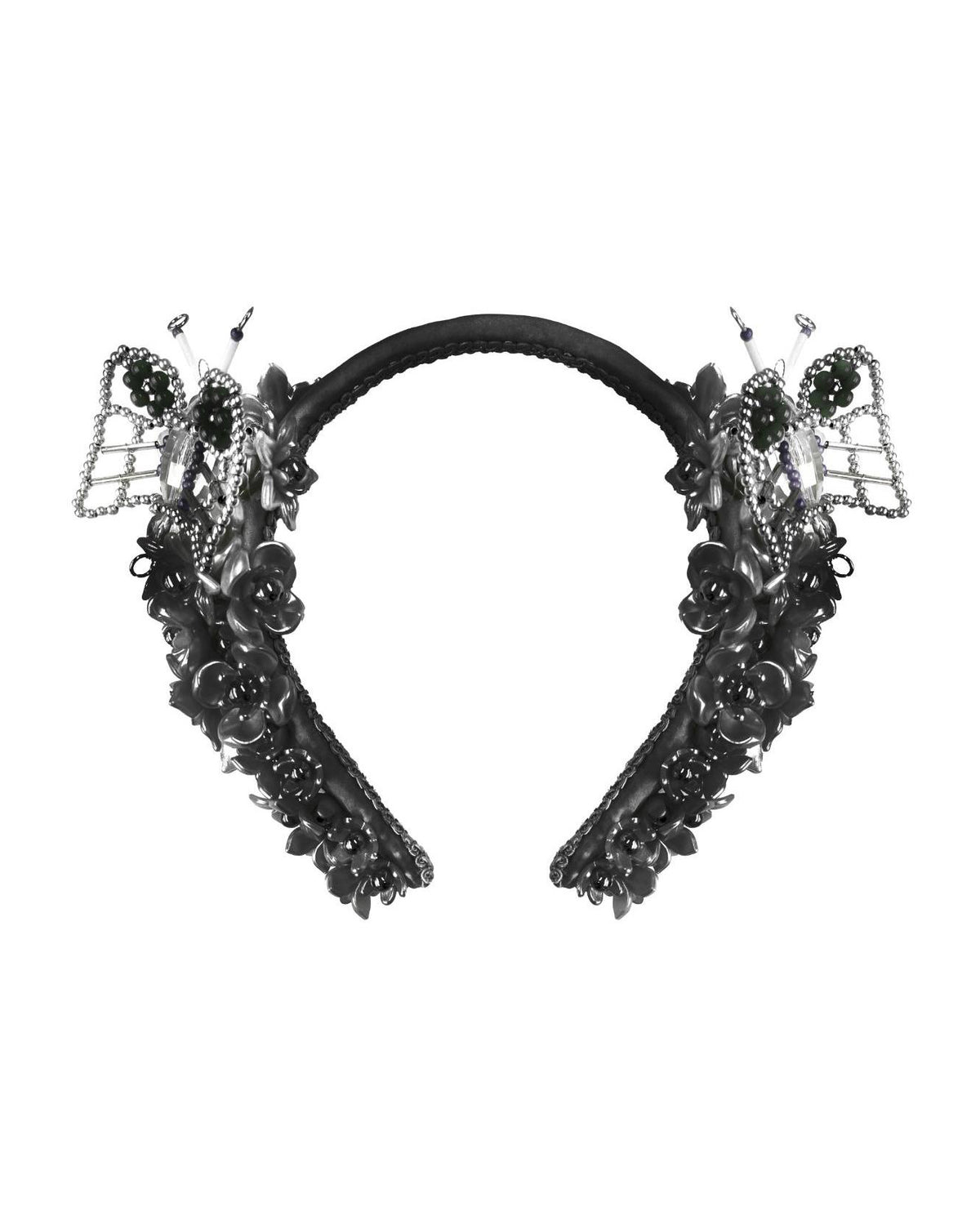 Black Beaded Butterfly Headband
