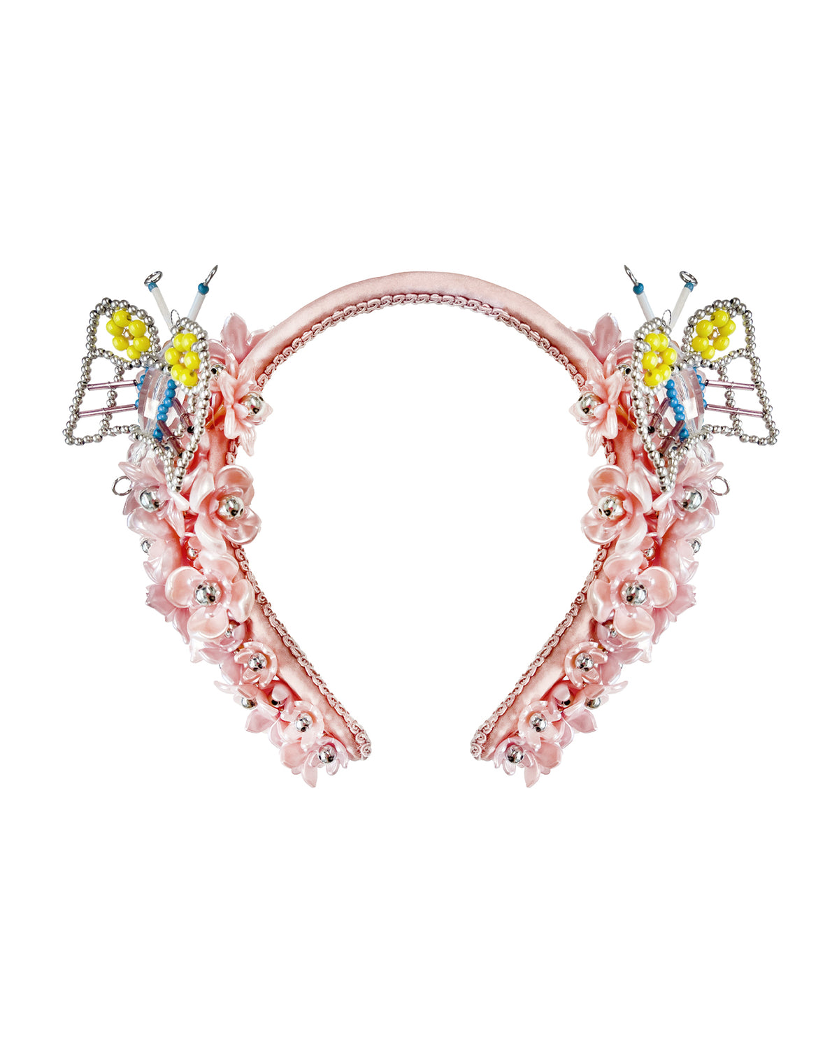 Pink Beaded Butterfly Headband