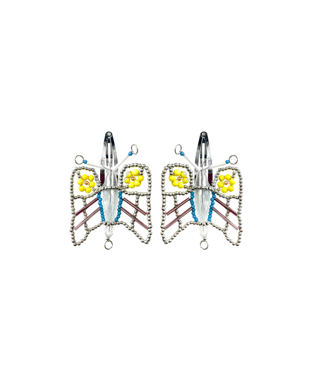 Beaded Butterfly Hair Clips