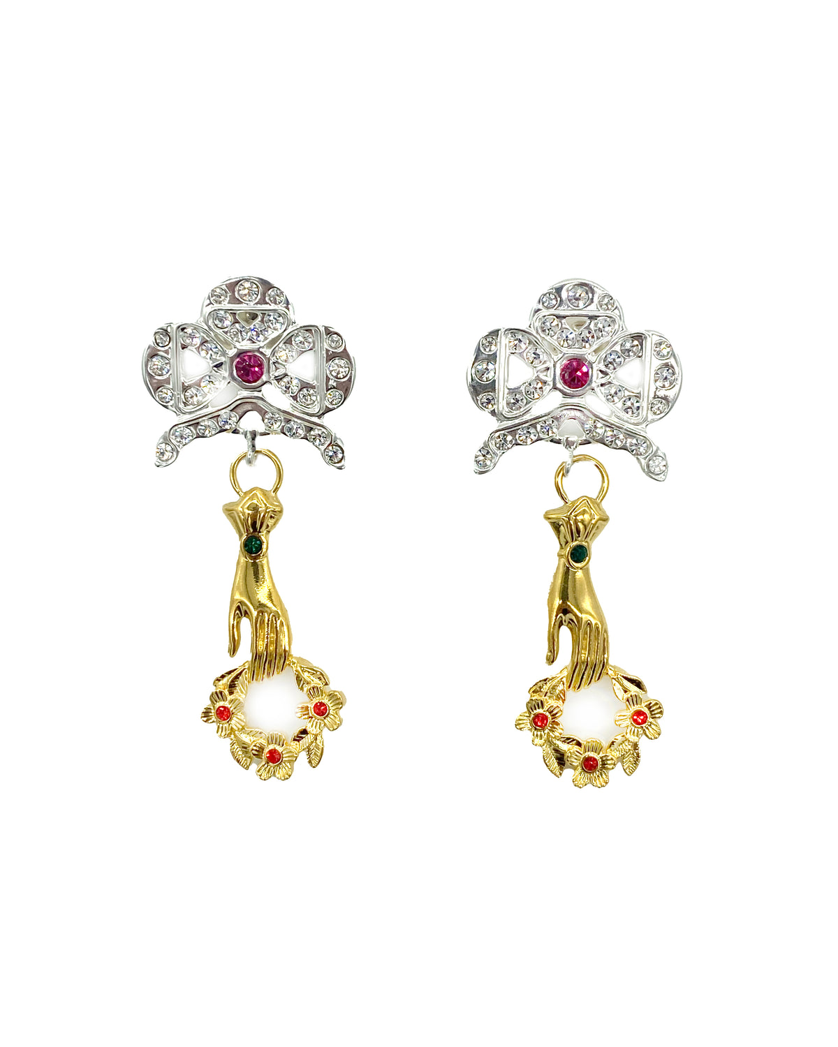 Holding Hand Wreath Pendant Earring