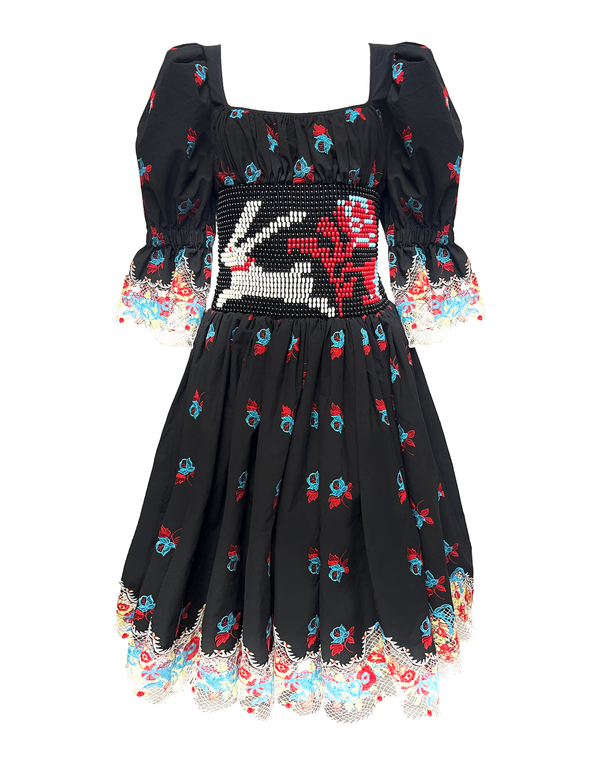 Pick-Ups Beaded Black Broderie Dress