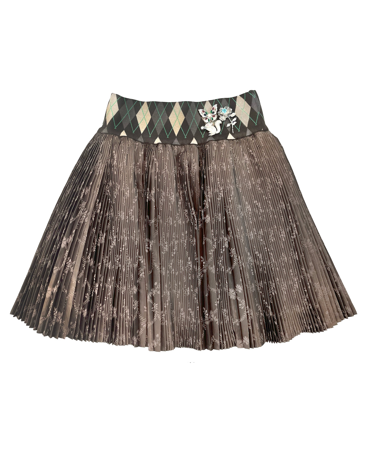 Crescent Brown Pleated Knee Skirt