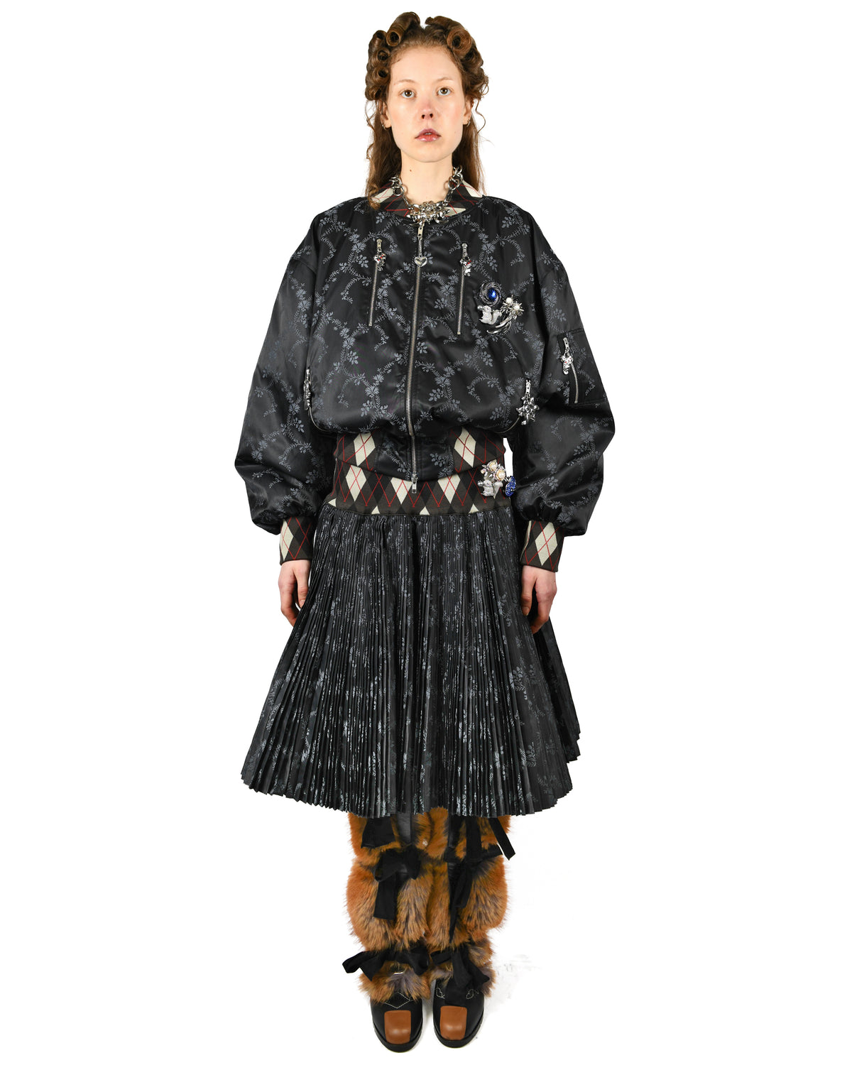 Crescent Black Pleated Knee Skirt