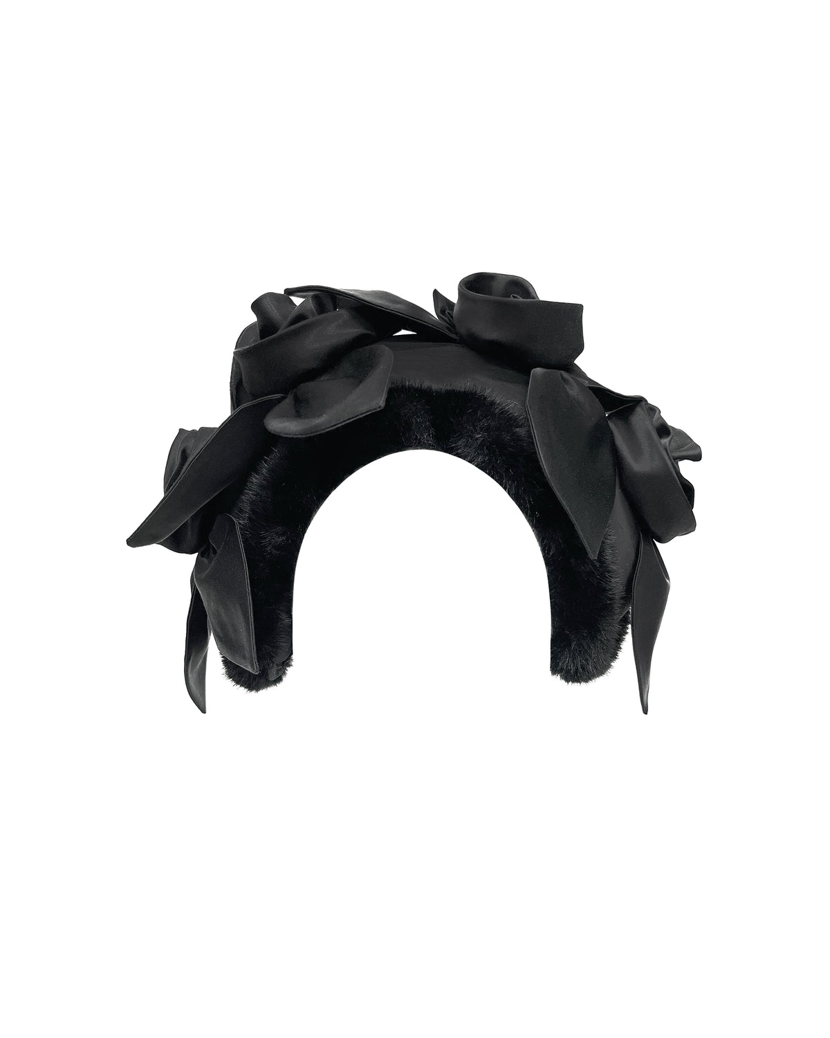 Black Satin Floral Headband