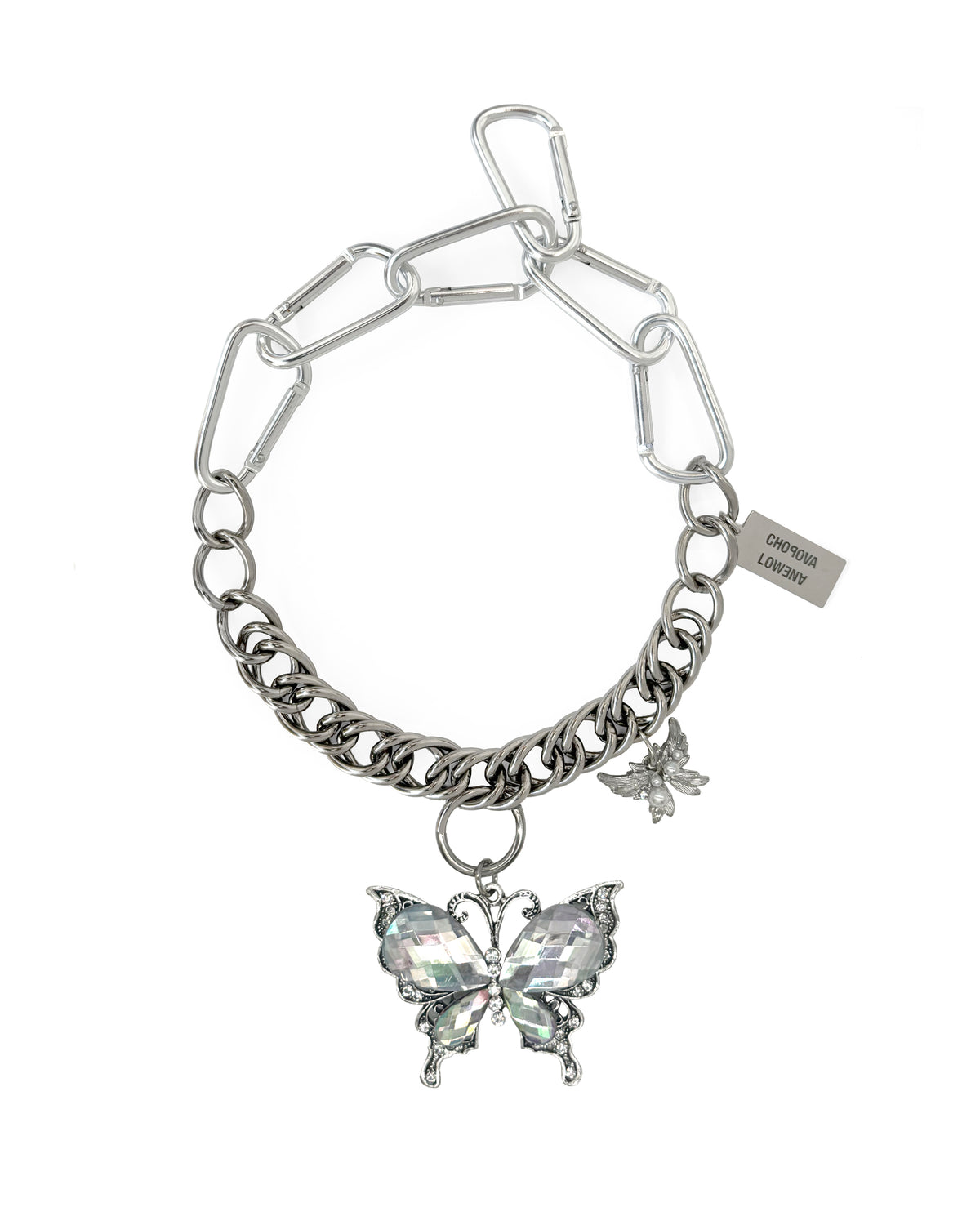 Double Butterfly Carabiner Necklace