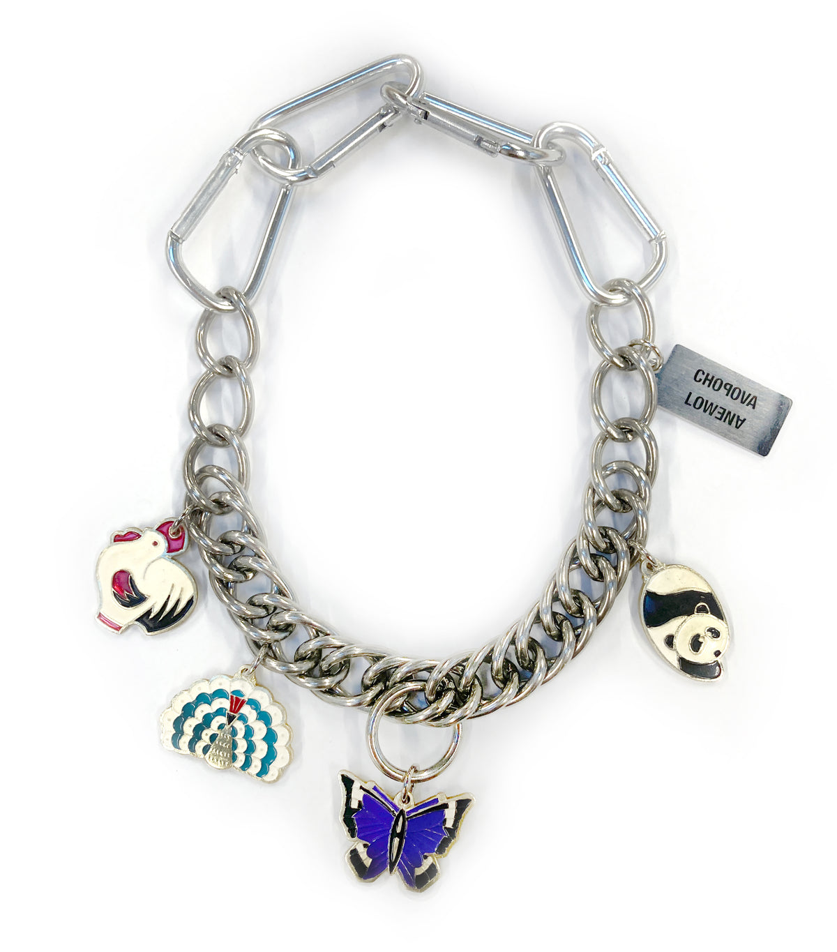 Vintage Butterfly Four Charm Enamel Necklace
